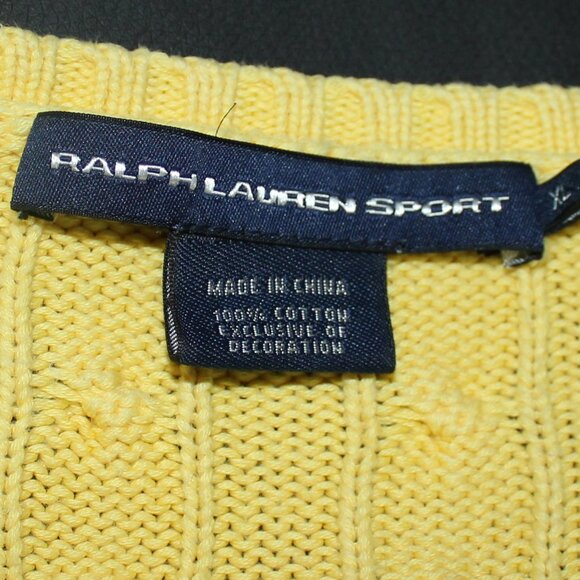 Ralph Lauren Sport V- neck 100% Cotton knit yellow Sweater size XL - Picture 6 of 9